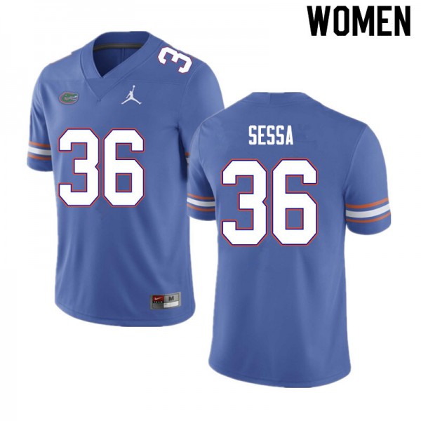 Women #36 Zack Sessa Florida Gators College Football Jerseys Blue
